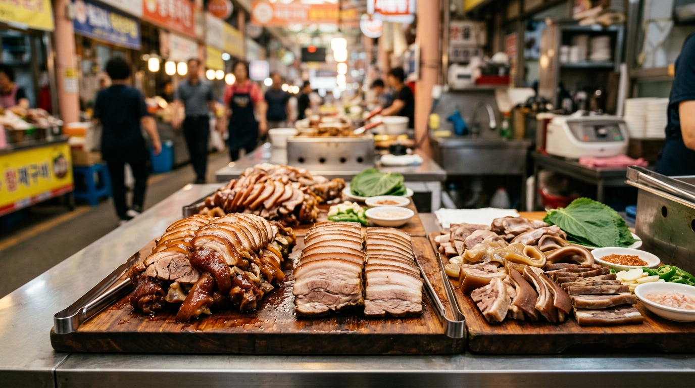 자매족발에서 맛볼 수 있는 족발과 다양한 고기 메뉴