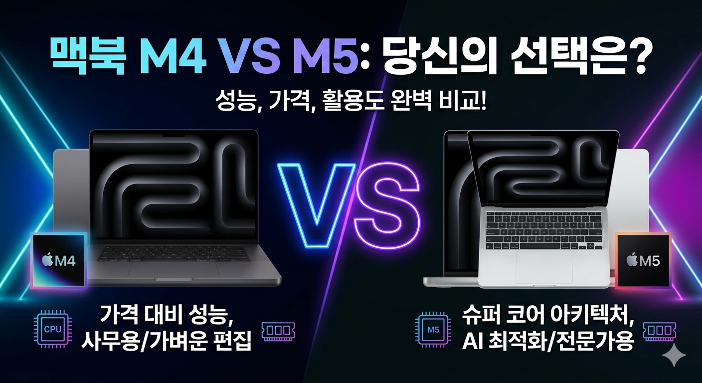 💻 맥북 M4 vs M5: 당신에게 맞는 노트북은? (최신 스펙 비교 완벽 정리!)